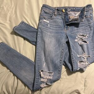 high rise american eagle distressed jeggings